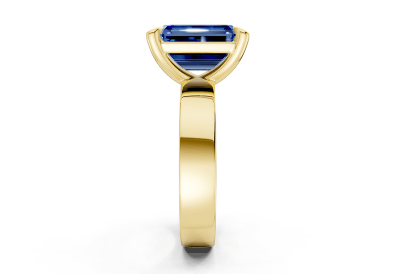 Cascade Sapphire Gemstone Solitaire Emerald Cut 4mm Engagement Ring - Ring Premier