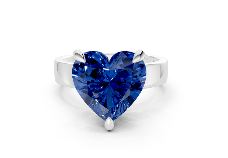 Cascade Sapphire Gemstone Solitaire Heart Cut 4mm Engagement Ring - Ring Premier
