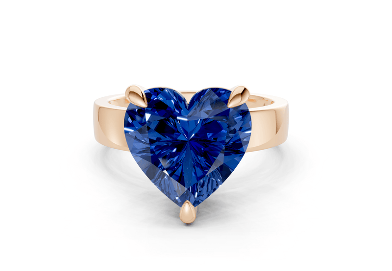 Cascade Sapphire Gemstone Solitaire Heart Cut 4mm Engagement Ring - Ring Premier
