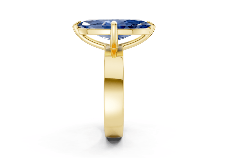 Cascade Sapphire Gemstone Solitaire Marquise Cut 4mm Engagement Ring - Ring Premier