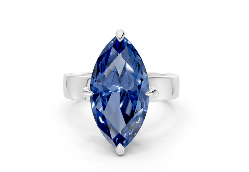 Cascade Sapphire Gemstone Solitaire Marquise Cut 4mm Engagement Ring - Ring Premier