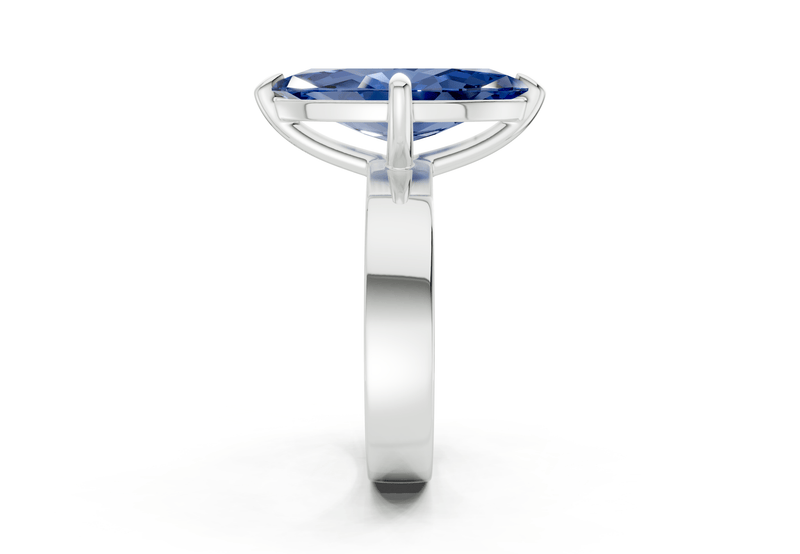 Cascade Sapphire Gemstone Solitaire Marquise Cut 4mm Engagement Ring - Ring Premier