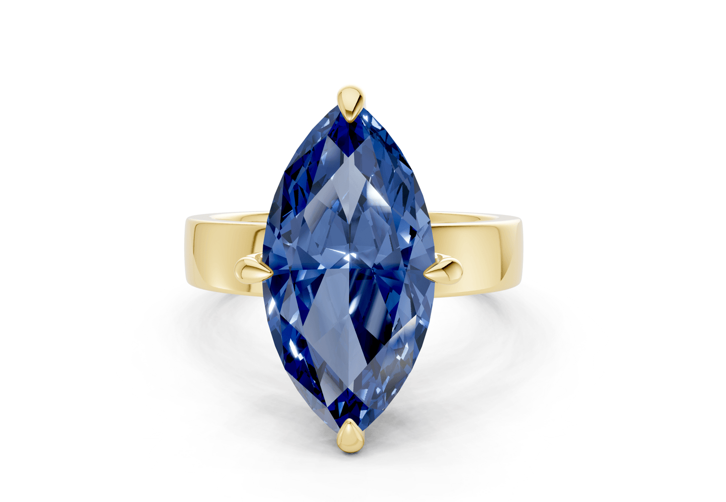 Cascade Sapphire Gemstone Solitaire Marquise Cut 4mm Engagement Ring - Ring Premier