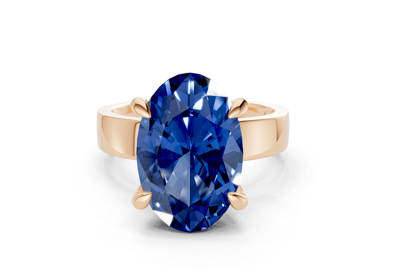 Cascade Sapphire Gemstone Solitaire Oval Cut 4mm Engagement Ring - Ring Premier