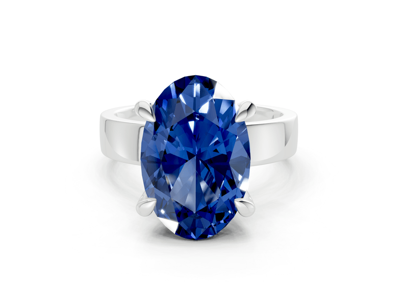Cascade Sapphire Gemstone Solitaire Oval Cut 4mm Engagement Ring - Ring Premier
