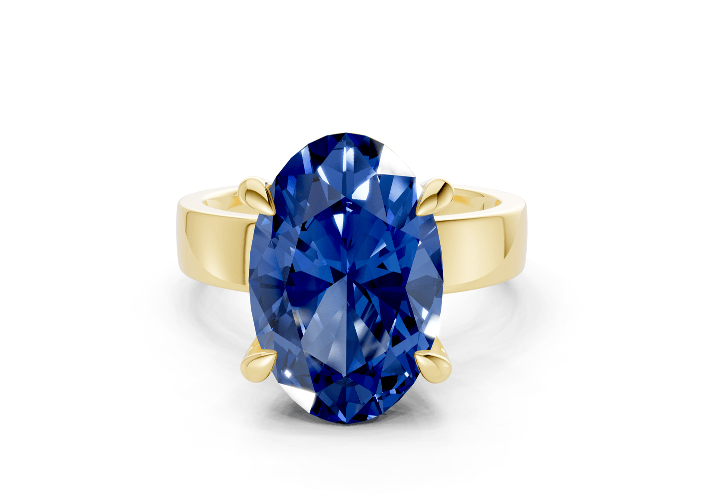 Cascade Sapphire Gemstone Solitaire Oval Cut 4mm Engagement Ring - Ring Premier