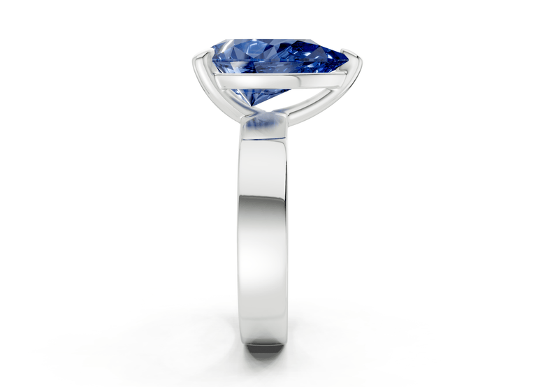 Cascade Sapphire Gemstone Solitaire Pear Cut 4mm Engagement Ring - Ring Premier