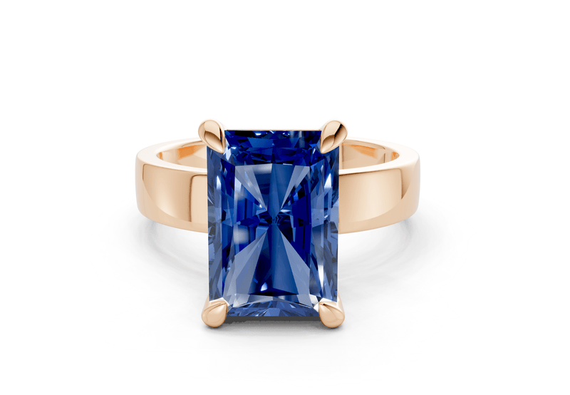 Cascade Sapphire Gemstone Solitaire Radiant Cut 4mm Engagement Ring - Ring Premier