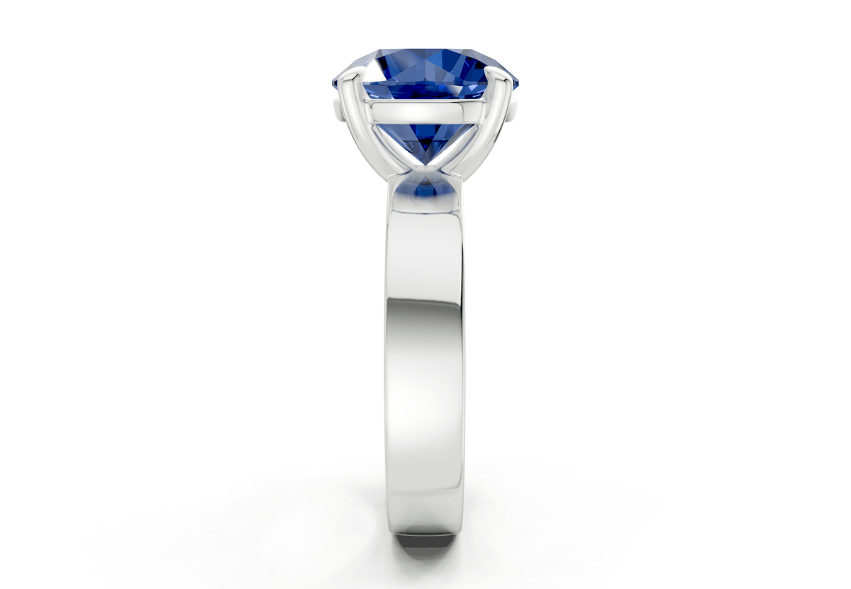 Cascade Sapphire Gemstone Solitaire Round Cut 4mm Engagement Ring