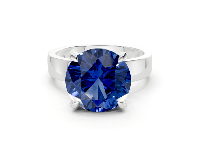 Cascade Sapphire Gemstone Solitaire Round Cut 4mm Engagement Ring - Ring Premier