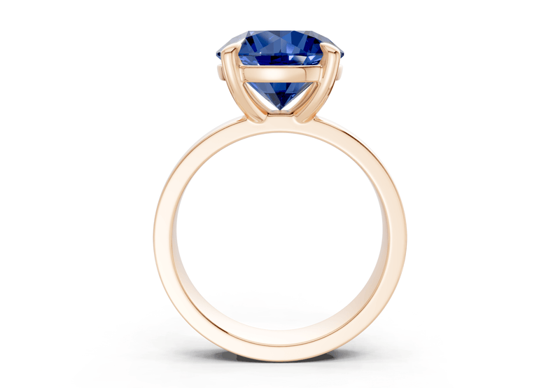 Cascade Sapphire Gemstone Solitaire Round Cut 4mm Engagement Ring - Ring Premier