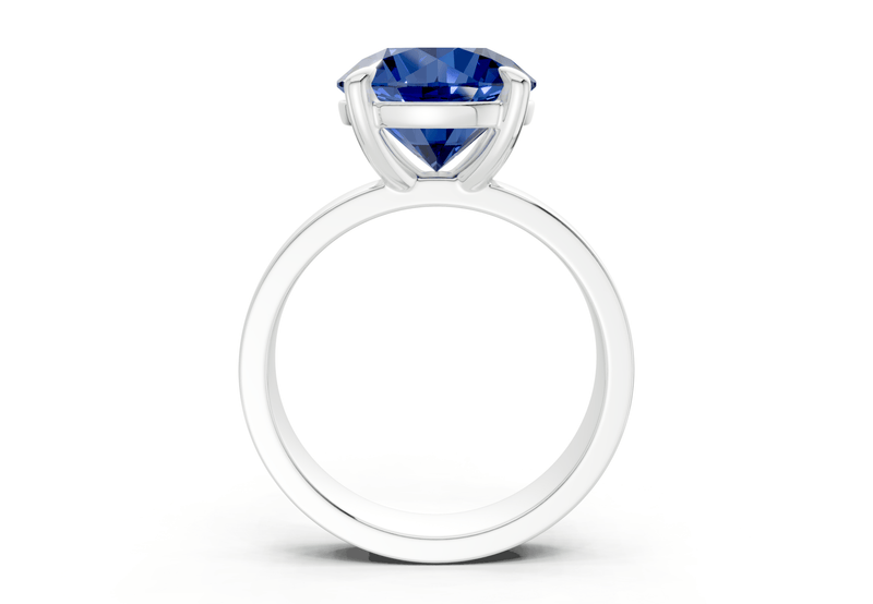 Cascade Sapphire Gemstone Solitaire Round Cut 4mm Engagement Ring - Ring Premier