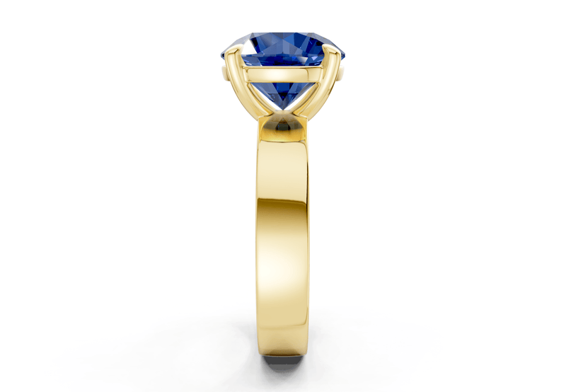 Cascade Sapphire Gemstone Solitaire Round Cut 4mm Engagement Ring - Ring Premier