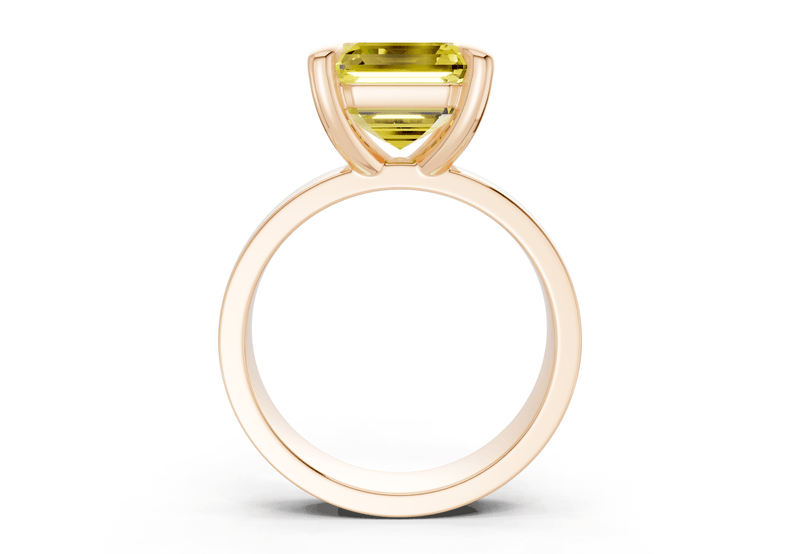 Cascade Yellow Diamond Solitaire Asscher Cut 4mm Engagement Ring - Ring Premier