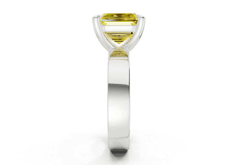 Cascade Yellow Diamond Solitaire Asscher Cut 4mm Engagement Ring - Ring Premier
