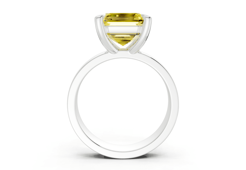 Cascade Yellow Diamond Solitaire Asscher Cut 4mm Engagement Ring - Ring Premier