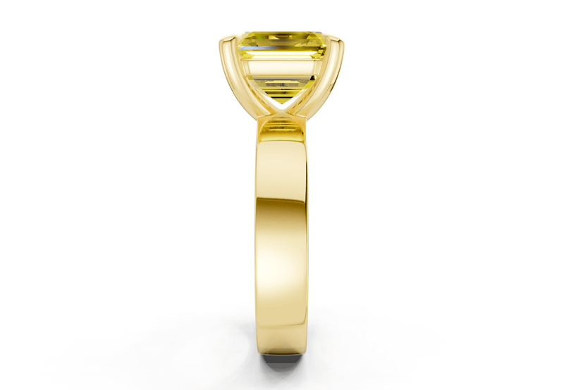 Cascade Yellow Diamond Solitaire Asscher Cut 4mm Engagement Ring - Ring Premier