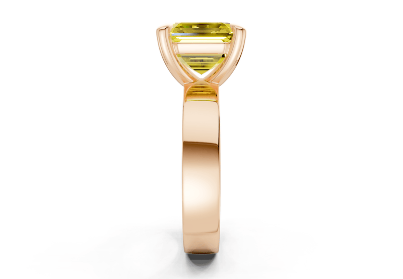 Cascade Yellow Diamond Solitaire Asscher Cut 4mm Engagement Ring - Ring Premier