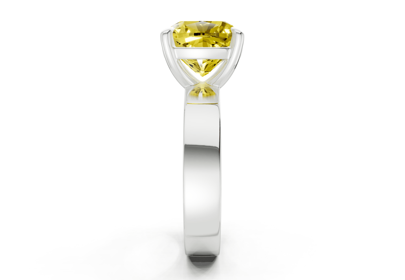 Cascade Yellow Diamond Solitaire Cushion Squareuare Cut 4mm Engagement Ring