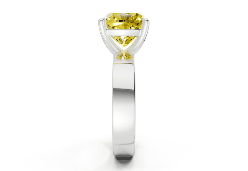 Cascade Yellow Diamond Solitaire Cushion Squareuare Cut 4mm Engagement Ring - Ring Premier