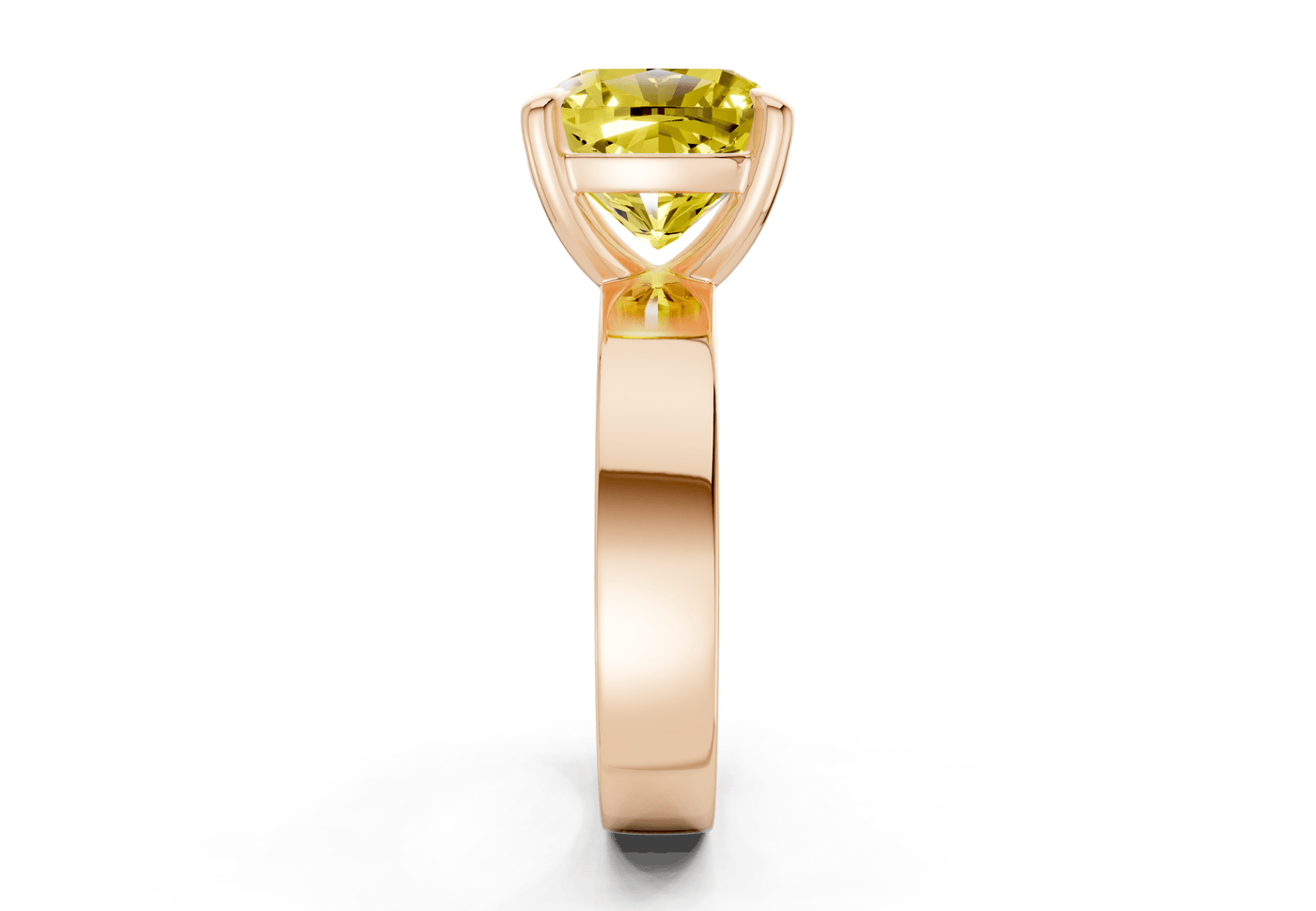 Cascade Yellow Diamond Solitaire Cushion Squareuare Cut 4mm Engagement Ring