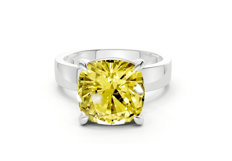 Cascade Yellow Diamond Solitaire Cushion Squareuare Cut 4mm Engagement Ring - Ring Premier