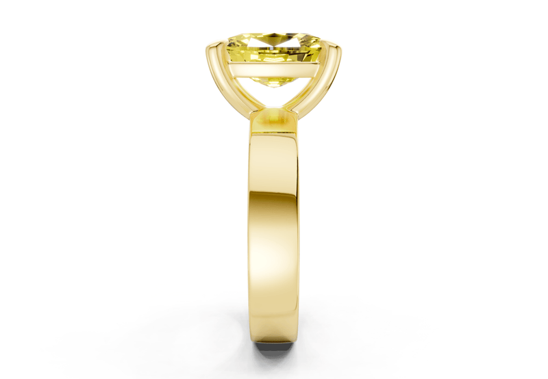 Cascade Yellow Diamond Solitaire Elongated Cushion Cut 4mm Engagement Ring - Ring Premier