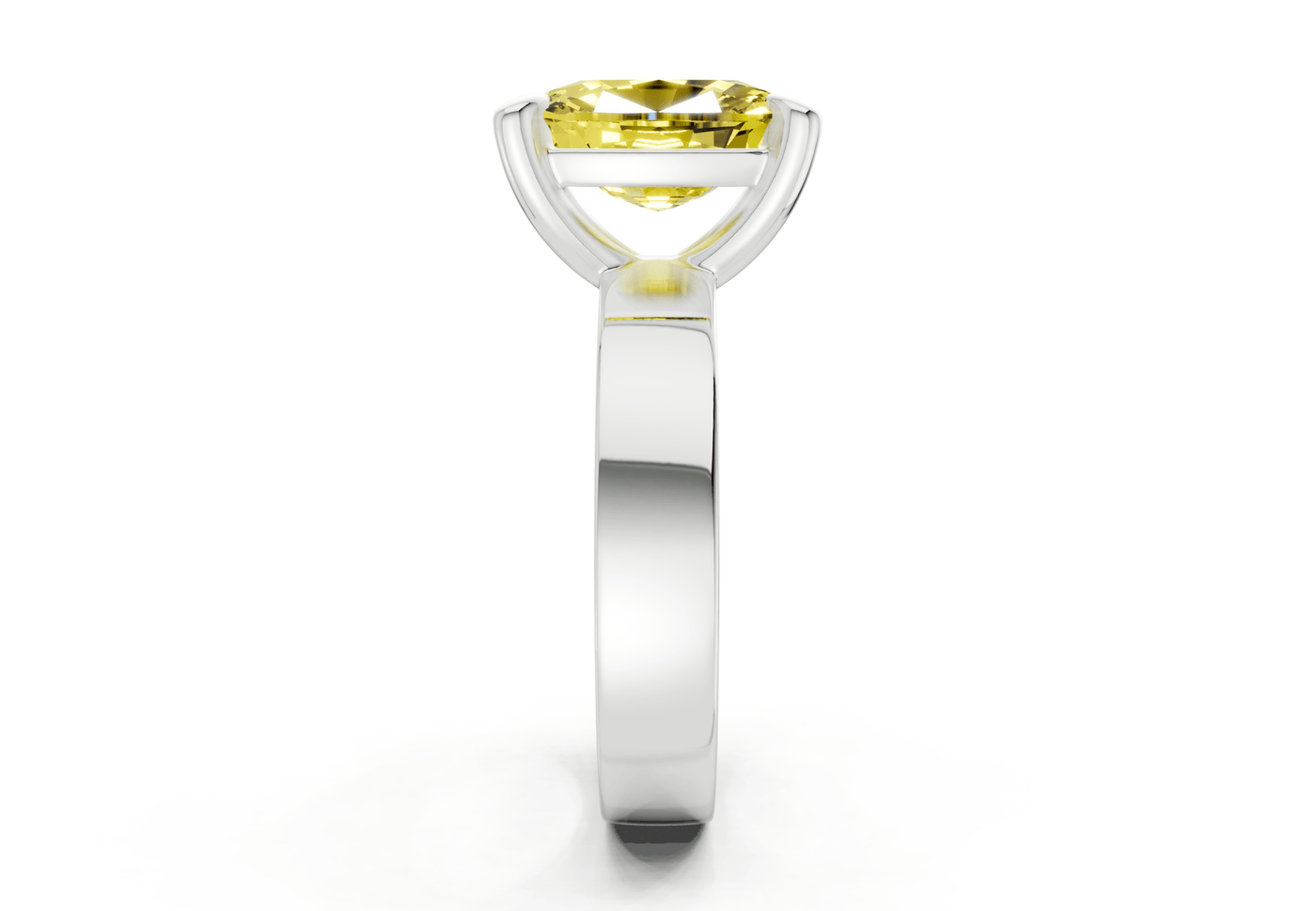 Cascade Yellow Diamond Solitaire Elongated Cushion Cut 4mm Engagement Ring