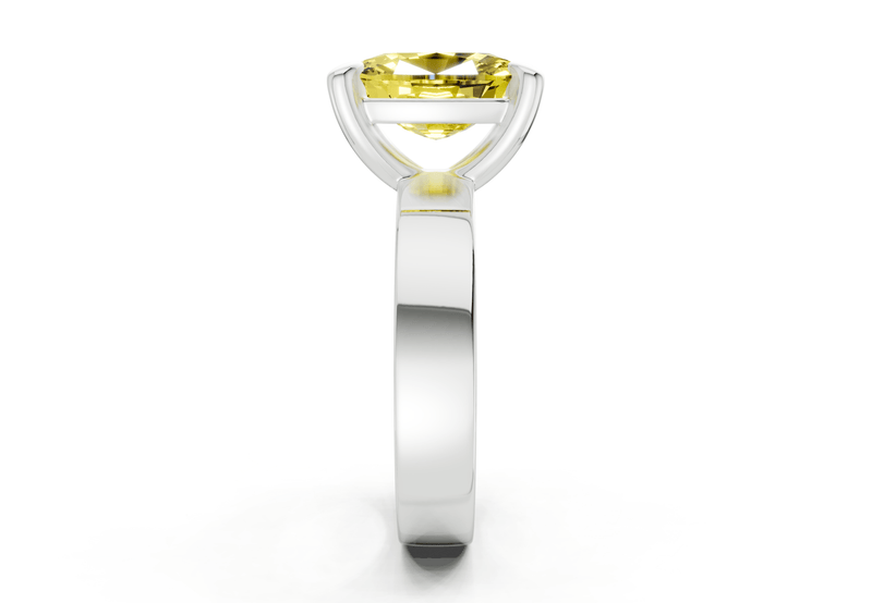 Cascade Yellow Diamond Solitaire Elongated Cushion Cut 4mm Engagement Ring - Ring Premier