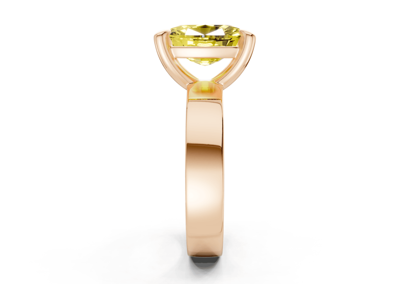 Cascade Yellow Diamond Solitaire Elongated Cushion Cut 4mm Engagement Ring