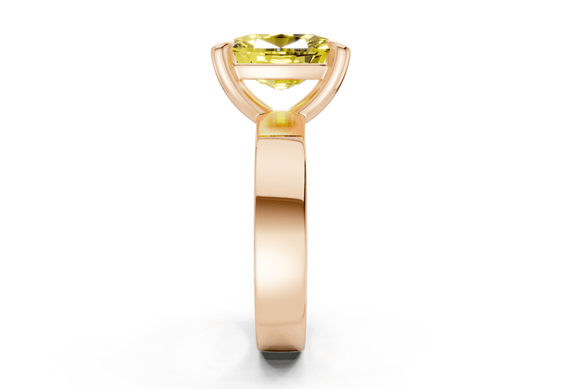 Cascade Yellow Diamond Solitaire Elongated Cushion Cut 4mm Engagement Ring - Ring Premier