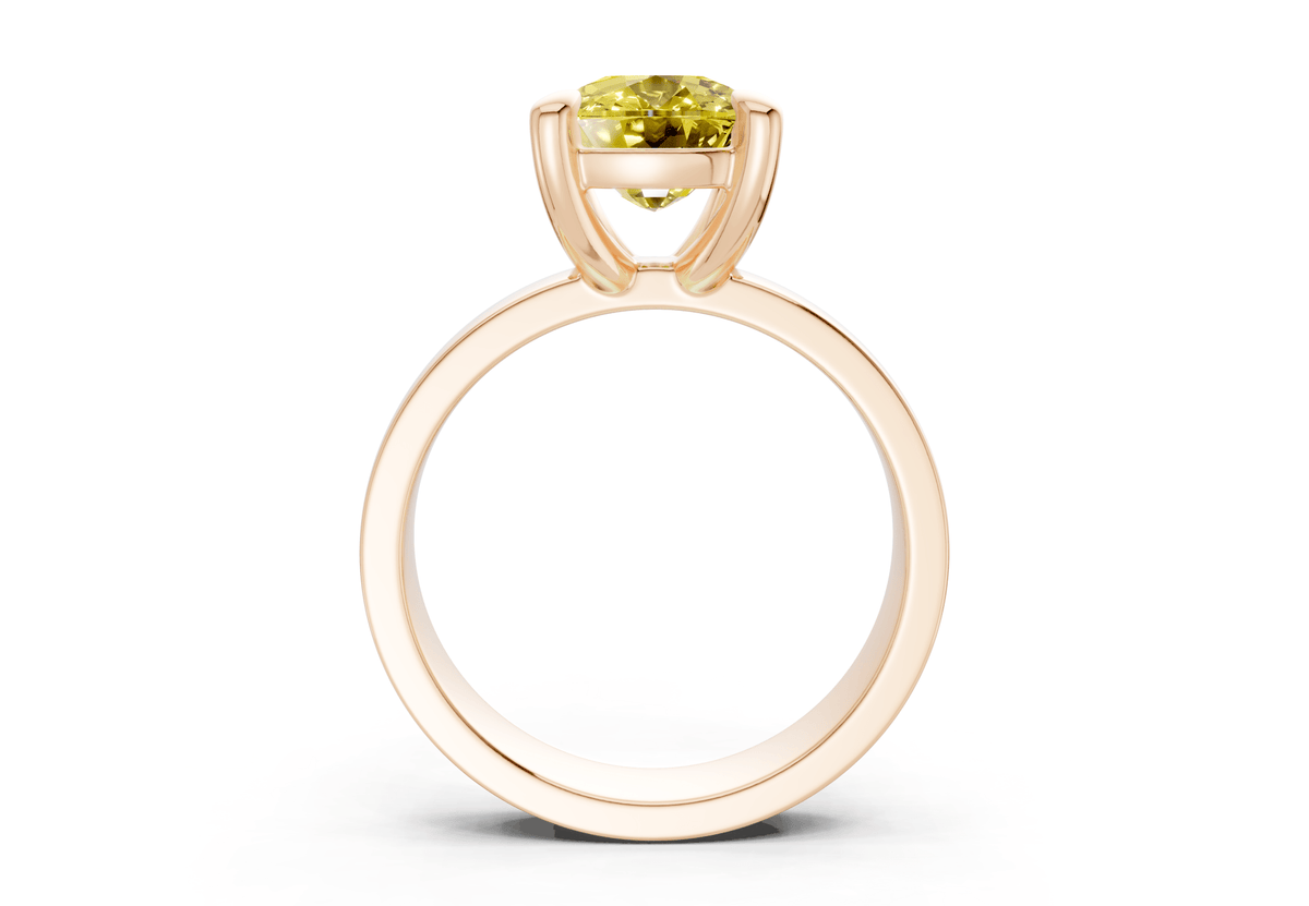 Cascade Yellow Diamond Solitaire Elongated Cushion Cut 4mm Engagement Ring