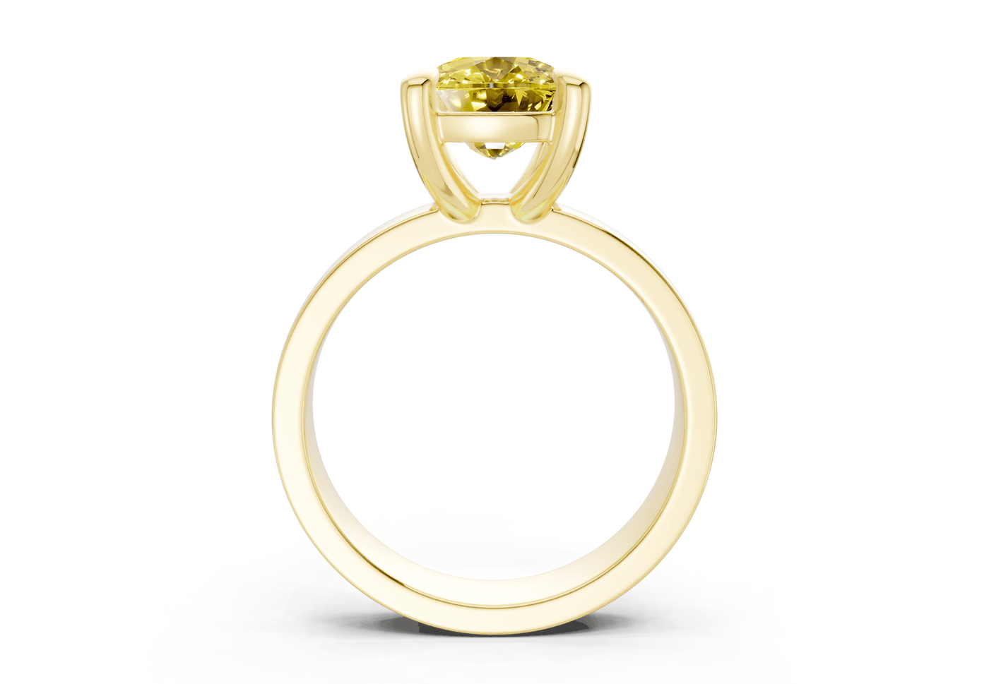 Cascade Yellow Diamond Solitaire Elongated Cushion Cut 4mm Engagement Ring