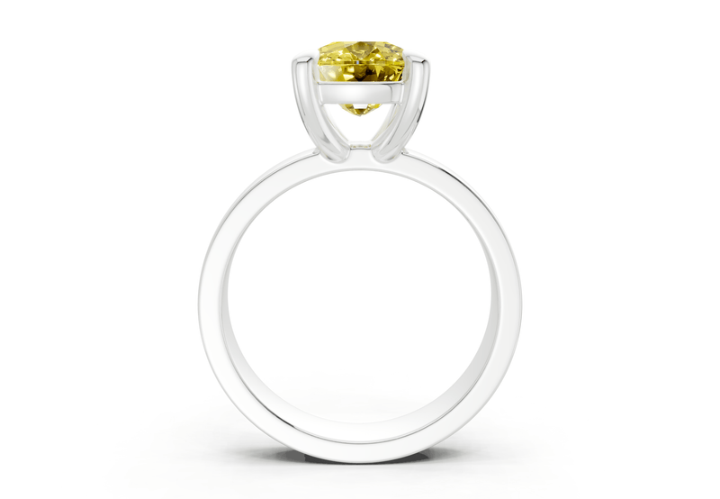 Cascade Yellow Diamond Solitaire Elongated Cushion Cut 4mm Engagement Ring - Ring Premier