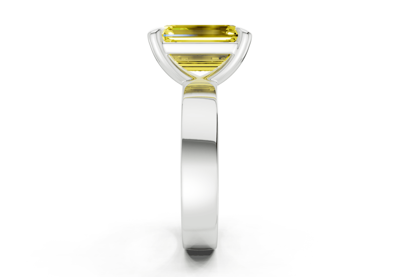 Cascade Yellow Diamond Solitaire Emerald Cut 4mm Engagement Ring