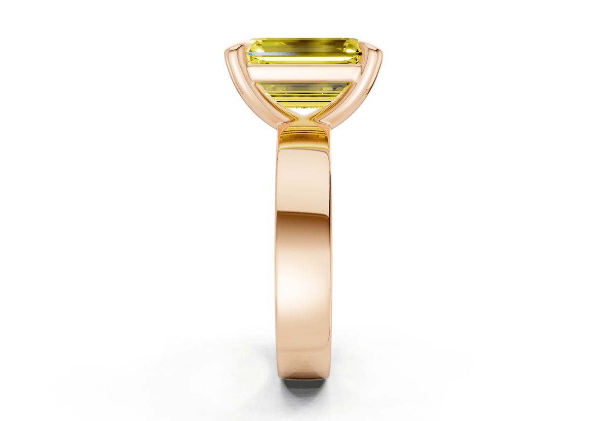 Cascade Yellow Diamond Solitaire Emerald Cut 4mm Engagement Ring