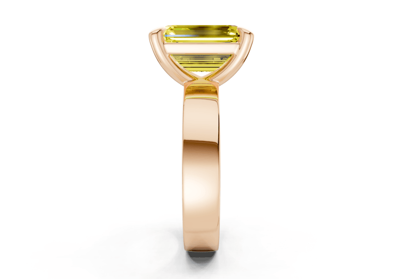 Cascade Yellow Diamond Solitaire Emerald Cut 4mm Engagement Ring - Ring Premier