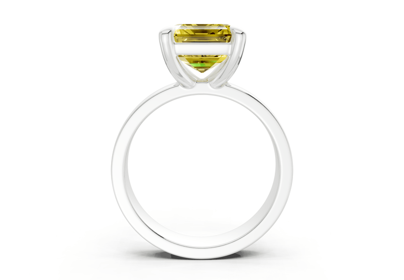 Cascade Yellow Diamond Solitaire Emerald Cut 4mm Engagement Ring - Ring Premier