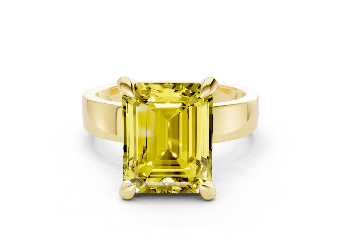 Cascade Yellow Diamond Solitaire Emerald Cut 4mm Engagement Ring