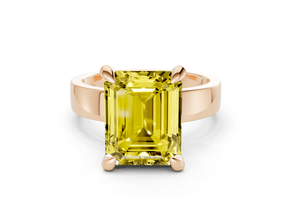 Cascade Yellow Diamond Solitaire Emerald Cut 4mm Engagement Ring