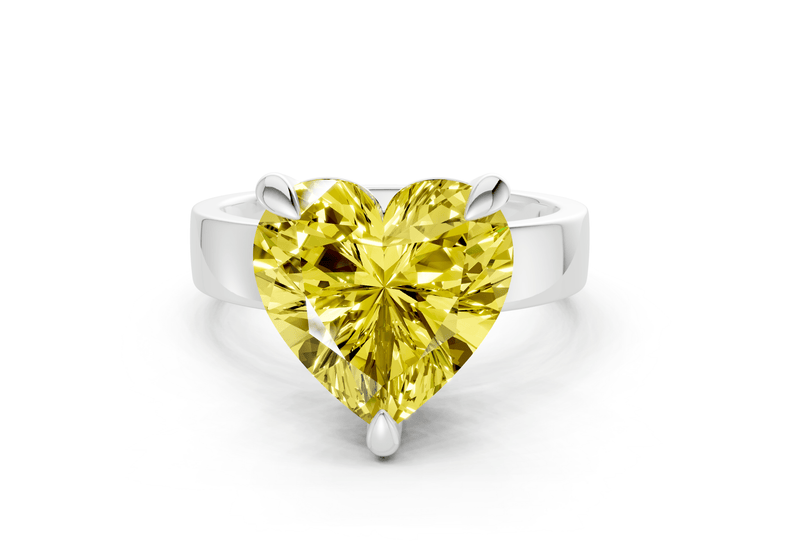 Cascade Yellow Diamond Solitaire Heart Cut 4mm Engagement Ring - Ring Premier