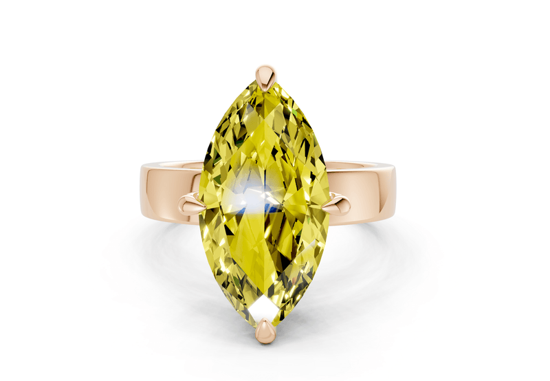 Cascade Yellow Diamond Solitaire Marquise Cut 4mm Engagement Ring - Ring Premier