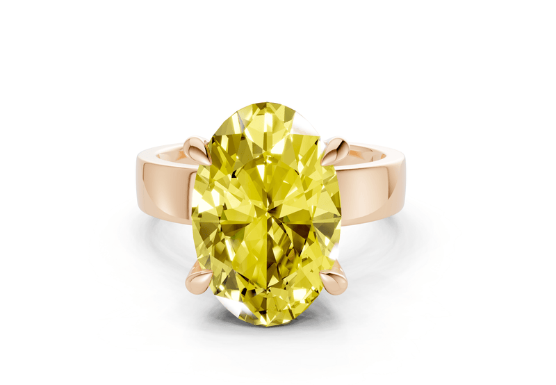 Cascade Yellow Diamond Solitaire Oval Cut 4mm Engagement Ring - Ring Premier