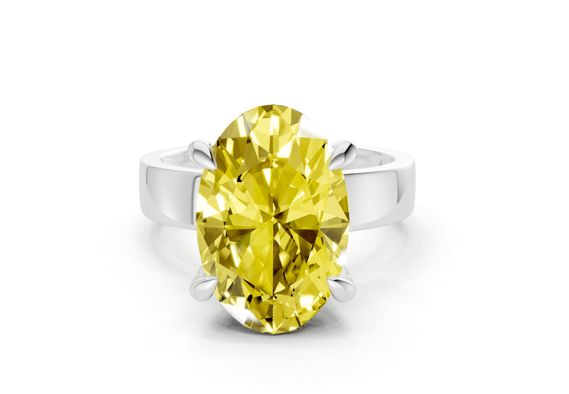 Cascade Yellow Diamond Solitaire Oval Cut 4mm Engagement Ring - Ring Premier