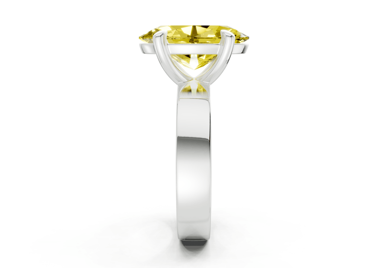 Cascade Yellow Diamond Solitaire Oval Cut 4mm Engagement Ring - Ring Premier