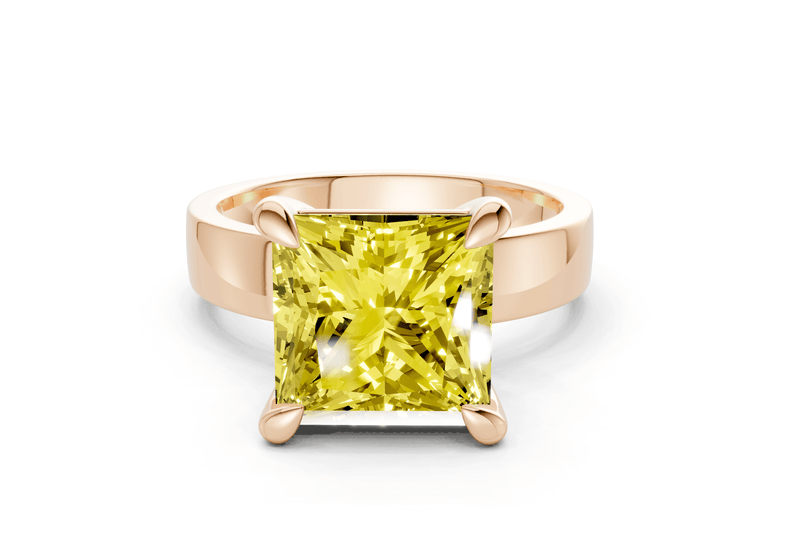 Cascade Yellow Diamond Solitaire Princess Cut 4mm Engagement Ring - Ring Premier