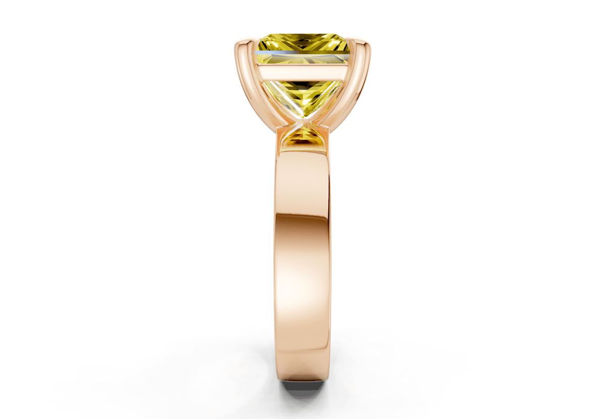 Cascade Yellow Diamond Solitaire Princess Cut 4mm Engagement Ring