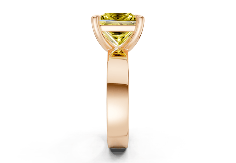 Cascade Yellow Diamond Solitaire Princess Cut 4mm Engagement Ring - Ring Premier