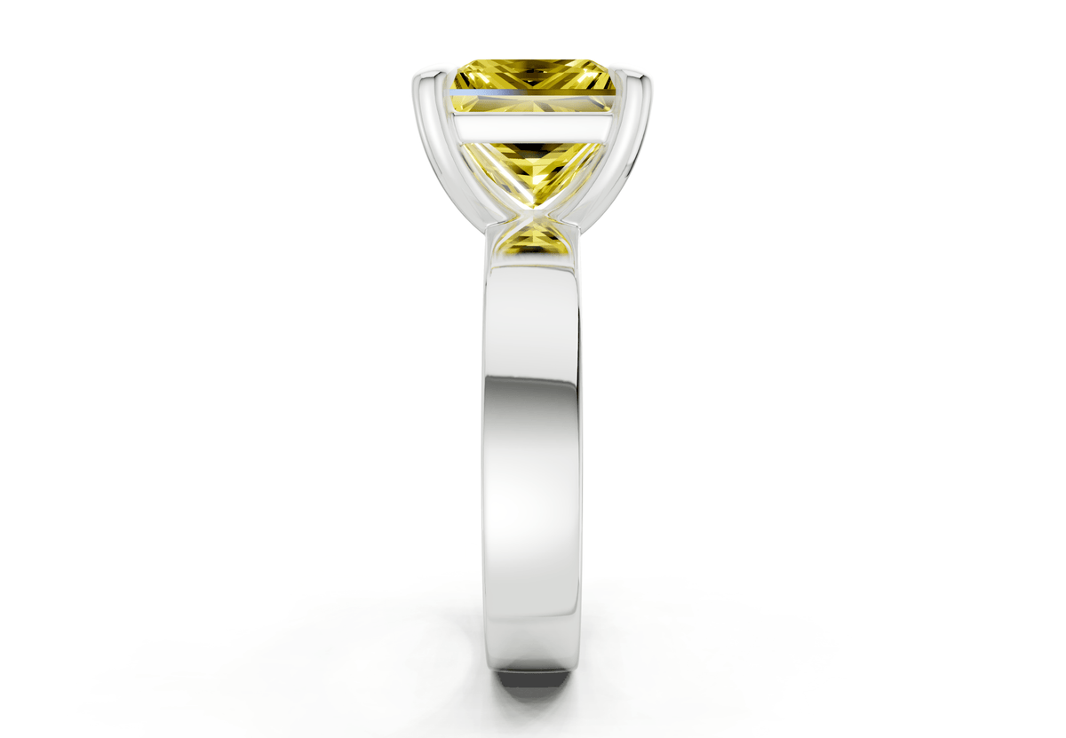 Cascade Yellow Diamond Solitaire Princess Cut 4mm Engagement Ring
