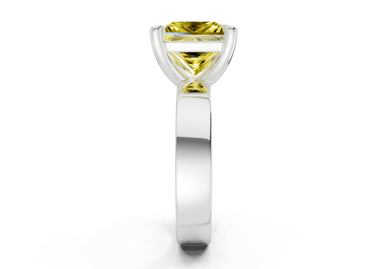 Cascade Yellow Diamond Solitaire Princess Cut 4mm Engagement Ring - Ring Premier